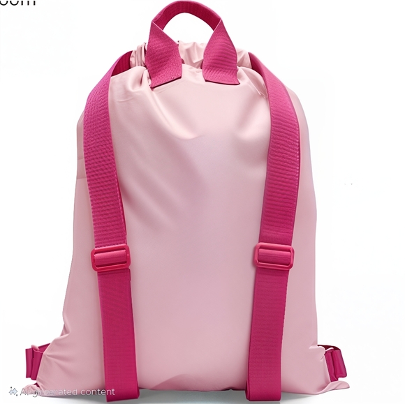 Essential Cinch Backpack (Pink Colorblock) - Picture 2 of 4